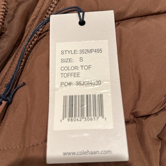 Cole Haan Toffee Polyfill Sip Front Vest - Picture 3 of 6